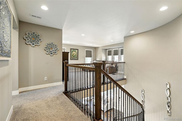 7949 S Elk Way, Aurora, CO 80016 - corridor featuring an upstairs landing, recessed lighting, and carpet floors