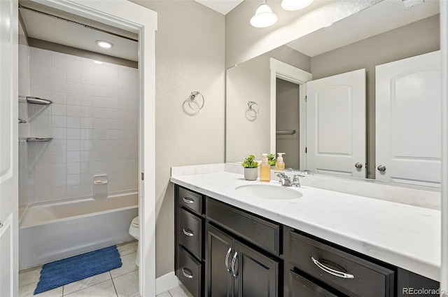 7949 S Elk Way, Aurora, CO 80016 - bathroom with vanity, shower / tub combination, and tile patterned floors