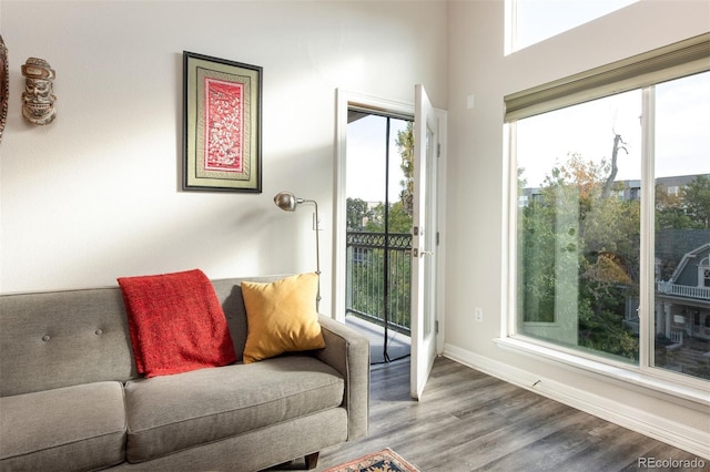 sitting room featuring hardwood / wood-style floors