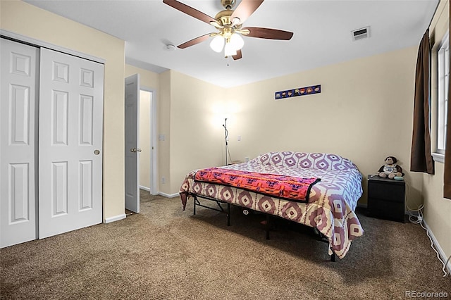 2143 Coronado Pkwy Unit C, Denver, CO 80229 - bedroom with carpet floors, a closet, and a ceiling fan