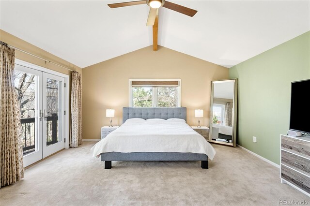 1437 Cassin Ct, Boulder, CO 80303 - bedroom with access to outside, light carpet, a ceiling fan, and baseboards