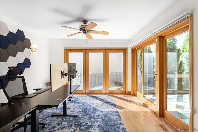 1437 Cassin Ct, Boulder, CO 80303 - home office featuring a ceiling fan and wood finished floors