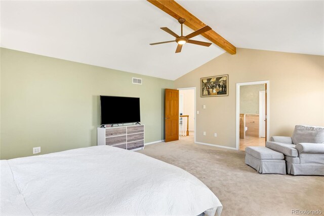 1437 Cassin Ct, Boulder, CO 80303 - bedroom featuring light colored carpet, baseboards, a ceiling fan, and connected bathroom
