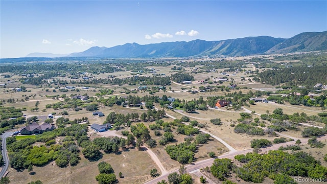 drone / aerial view featuring a mountain view