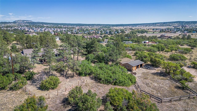 birds eye view of property with a mountain view