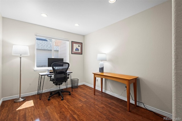1376 Banner Cir, Erie, CO 80516 - home office with wood finished floors and recessed lighting
