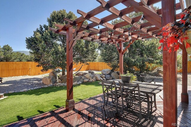 510 Crossman Ave, Buena Vista, CO 81211 - fenced backyard featuring a pergola and outdoor dining space