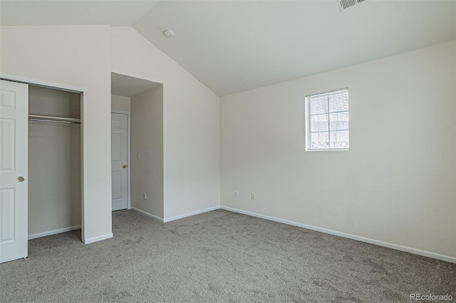 2552 W 82nd Ln Unit C, Westminster, CO 80031 - unfurnished bedroom featuring carpet floors, lofted ceiling, and a closet
