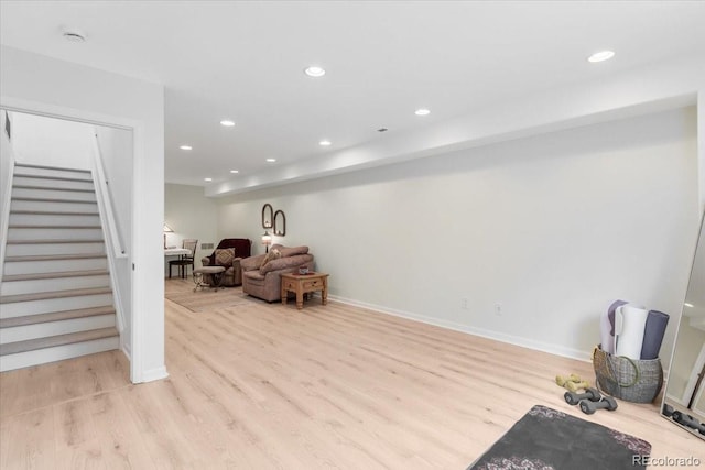 3862 E 127th Ln, Thornton, CO 80241 - unfurnished room with light wood finished floors, stairs, and recessed lighting