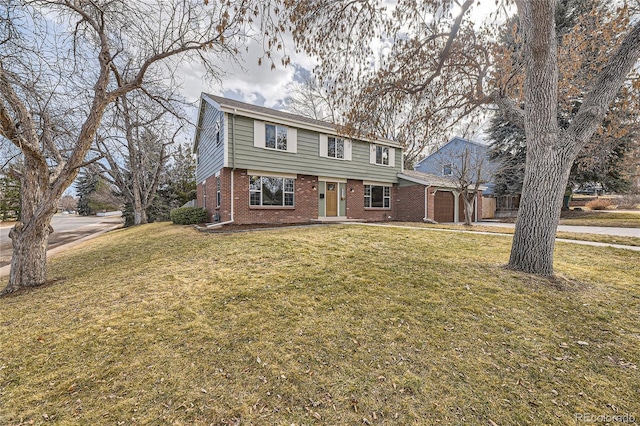 view of front facade featuring a garage and a front yard