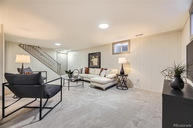 living room featuring carpet floors