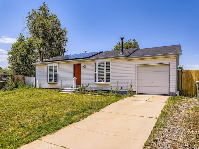 10895 Fairfax Way, Thornton, CO 80233 - ranch-style home with solar panels, concrete driveway, and an attached garage