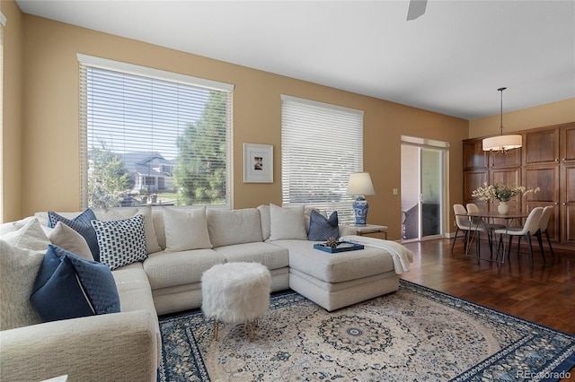 living room with wood finished floors