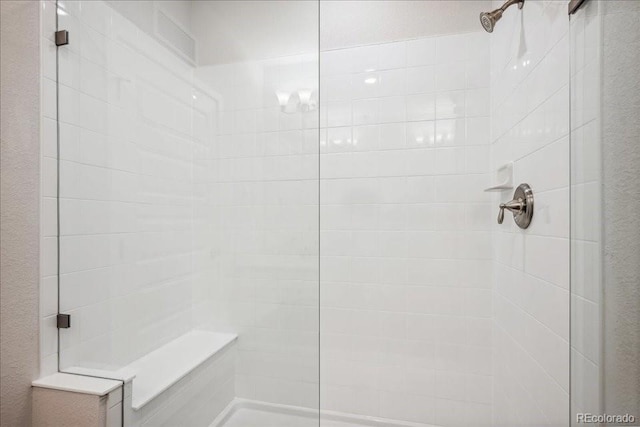 bathroom featuring a shower stall