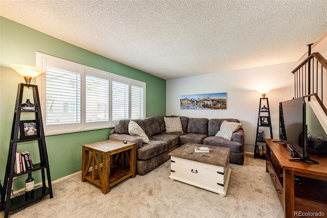 12632 W Virginia Ave, Lakewood, CO 80228 - carpeted living area featuring a textured ceiling