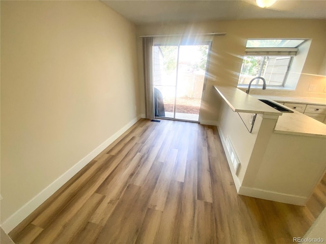 kitchen featuring sink and light hardwood / wood-style flooring