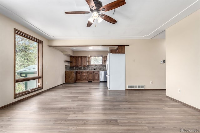 116 Schooley Rd, Bailey, CO 80421 - unfurnished living room with ceiling fan and light wood-style floors