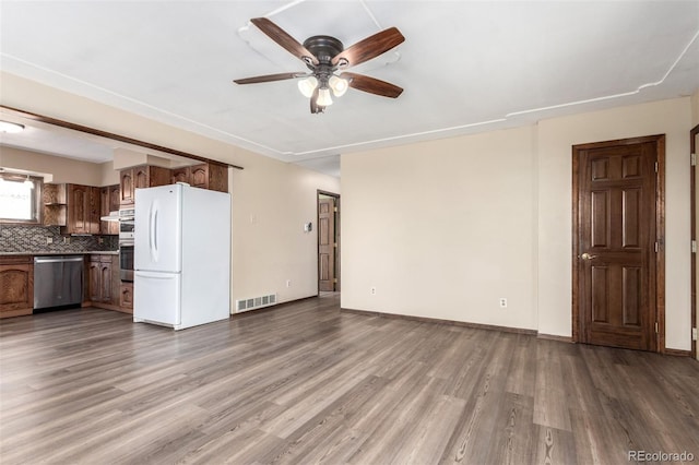 116 Schooley Rd, Bailey, CO 80421 - unfurnished living room with a ceiling fan and wood finished floors