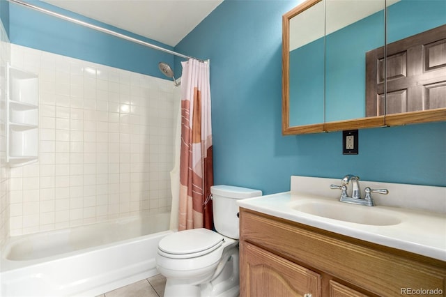 116 Schooley Rd, Bailey, CO 80421 - bathroom featuring shower / tub combo with curtain, vanity, and tile patterned floors