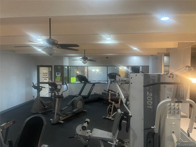 8060 E Girard Ave Unit 504, Denver, CO 80231 - gym with a ceiling fan