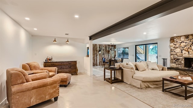 2231 Meadow Green Cir, Franktown, CO 80116 - living room featuring finished concrete flooring and recessed lighting