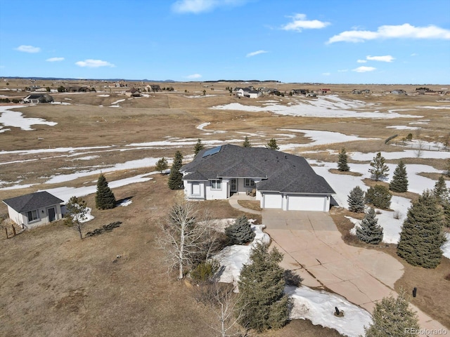 drone / aerial view with a rural view