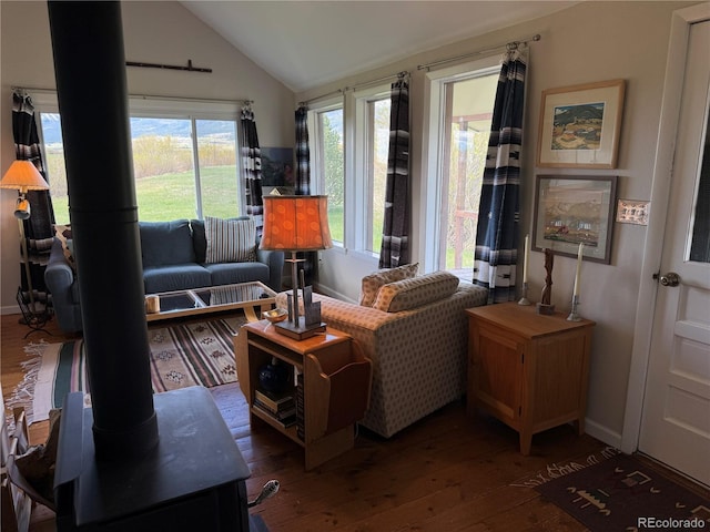 700 County Road 150, Westcliffe, CO 81252 - living area featuring wood-type flooring and vaulted ceiling
