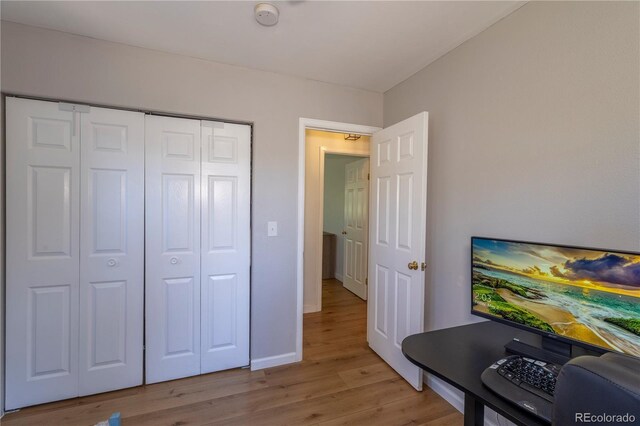 51 Schooley Rd, Bailey, CO 80421 - bedroom featuring light wood-style flooring and a closet