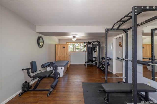 51 Schooley Rd, Bailey, CO 80421 - workout room with a ceiling fan and wood finished floors