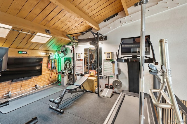 1203 24th St, Denver, CO 80205 - workout area with wood ceiling