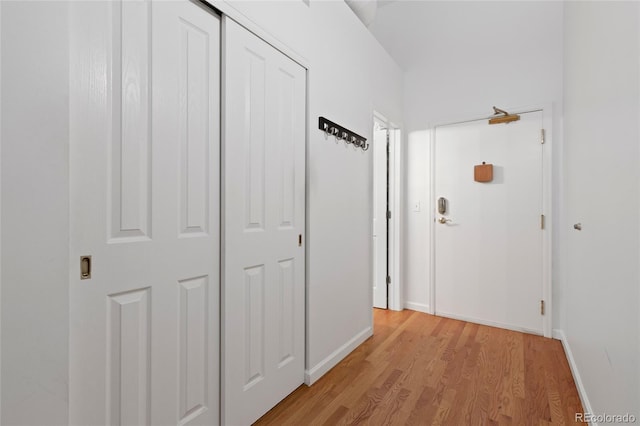 hallway featuring light wood-type flooring