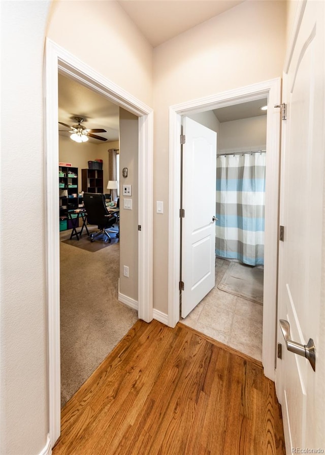 5279 Mount Cutler Ct, Colorado Springs, CO 80924 - hallway featuring baseboards and wood finished floors