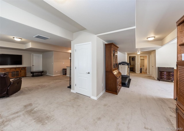 5279 Mount Cutler Ct, Colorado Springs, CO 80924 - below grade area featuring baseboards, light colored carpet, and visible vents