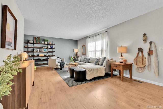 4782 E Costilla Ave, Centennial, CO 80122 - living room featuring light wood finished floors, a textured ceiling, and baseboards