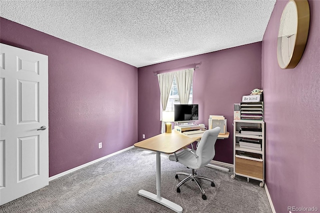 4782 E Costilla Ave, Centennial, CO 80122 - home office featuring carpet, a textured ceiling, and baseboards