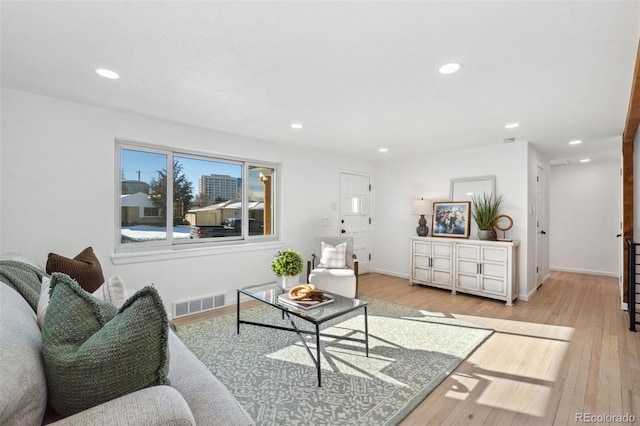 living room featuring light hardwood / wood-style floors