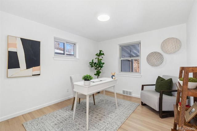 office featuring light hardwood / wood-style flooring