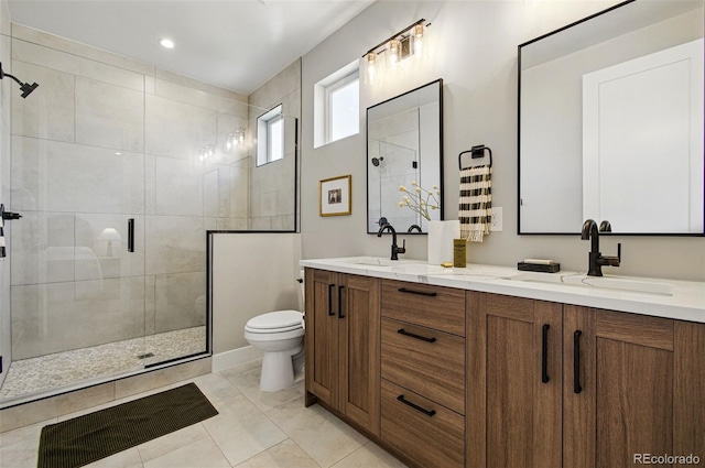 4125 Tejon St, Denver, CO 80211 - bathroom with double vanity and a shower stall
