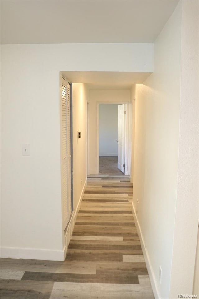 corridor with hardwood / wood-style floors