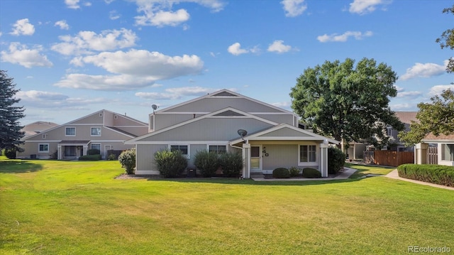 view of property with a front lawn