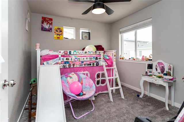 5672 Tramore Ct, Colorado Springs, CO 80927 - carpeted bedroom with baseboards and ceiling fan