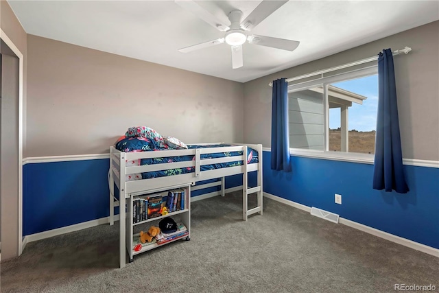 bedroom with carpet and ceiling fan