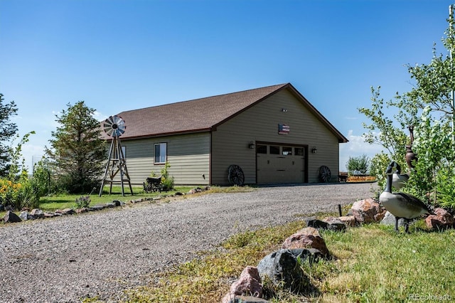 exterior space with a garage