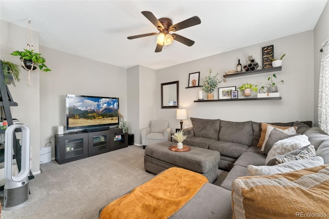 10475 E Abilene St, Commerce City, CO 80022 - living room with carpet floors, ceiling fan, and baseboards