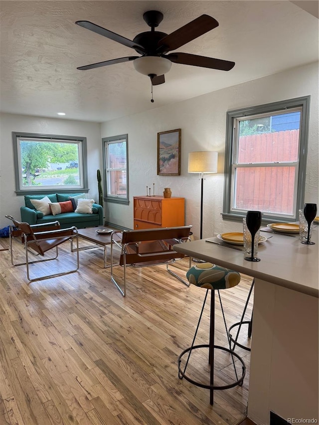 520 W San Miguel St, Colorado Springs, CO 80905 - office with wood finished floors, ceiling fan, and a textured ceiling