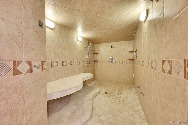 bathroom with tiled shower