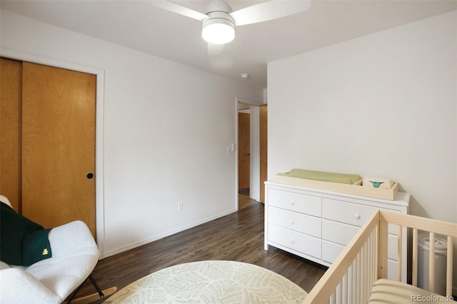 121 Aspen Dr, Woodland Park, CO 80863 - bedroom with wood finished floors, baseboards, and ceiling fan