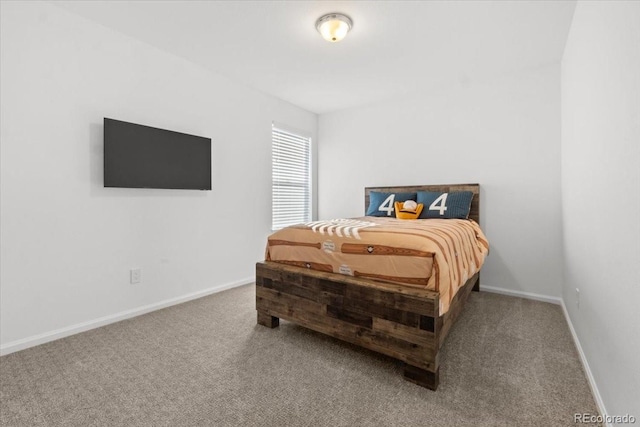 bedroom with baseboards and carpet floors