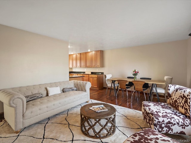 living area with wood finished floors