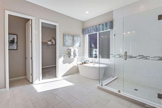 bathroom with plus walk in shower